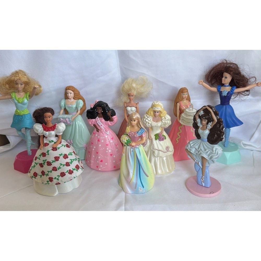 Vintage 90s Barbie Happy Meals Figurines Lot of 10 Ballerina Bride Birthday